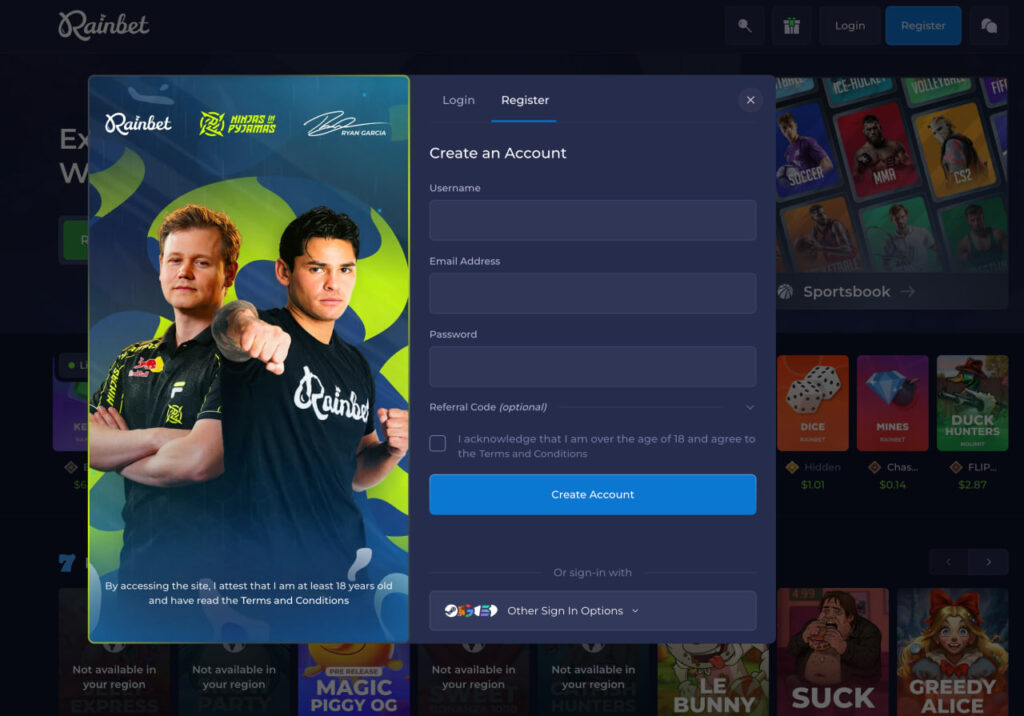 rainbet login suomi