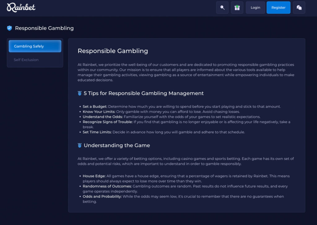 rainbet responsible game